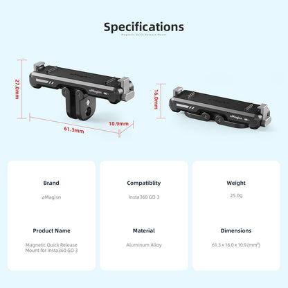 Insta360 Go 3 Magnetic Fast Disassembly Seat Bracket for Sports Camera