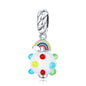 925 Sterling Silver Rainbow Glaze Pendant For Diy Bracelets & Necklaces