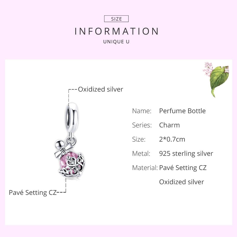 925 Sterling Silver Perfume Bottle Pendant For Diy Bracelets & Necklaces