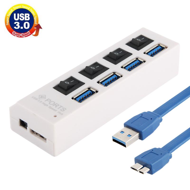 4-Port Usb 3.0 Hub 5Gbps Speed Plug & Play 1Tb Support - Black