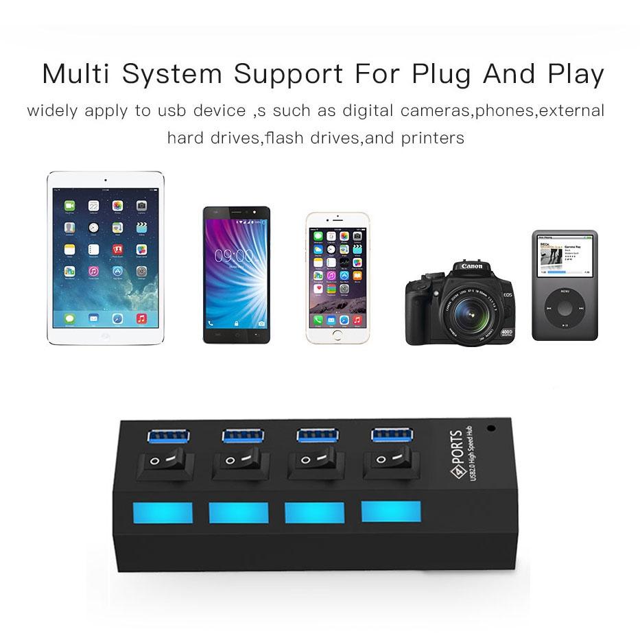 4-Port Usb 3.0 Hub 5Gbps Speed Plug & Play 1Tb Support - Black
