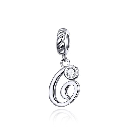 925 Sterling Silver Personalized Letter Pendant For Diy Bracelets & Necklaces Style - G