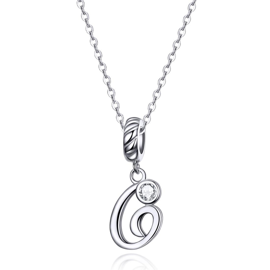 925 Sterling Silver Personalized Letter Pendant For Diy Bracelets & Necklaces Style - G