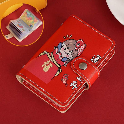Festive Cartoon Snap Anti Degaussing Card Holder Lucky Change Id Storage Bag - Excellent
