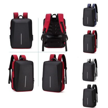 Hard Shell Backpack Alloy Frame Anti-theft Computer Bag for Men Blue