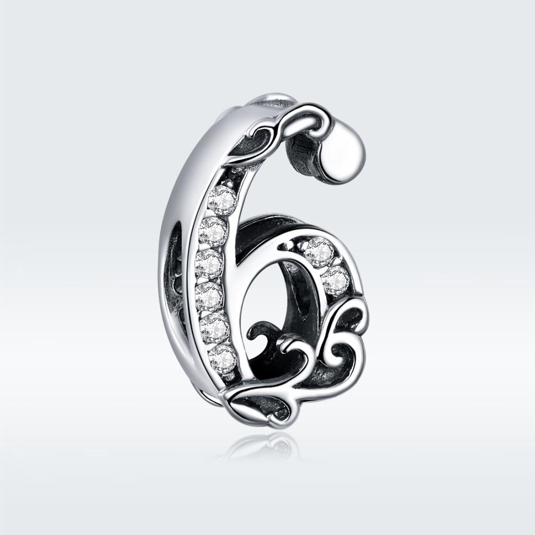 925 Sterling Silver Relief Number Series 0 9 Beads For Diy Bracelets And Necklaces Style - 6