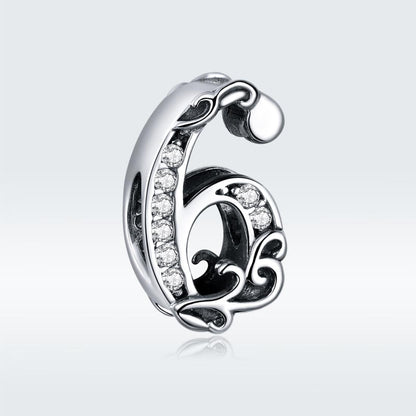 925 Sterling Silver Relief Number Series 0 9 Beads For Diy Bracelets And Necklaces Style - 6