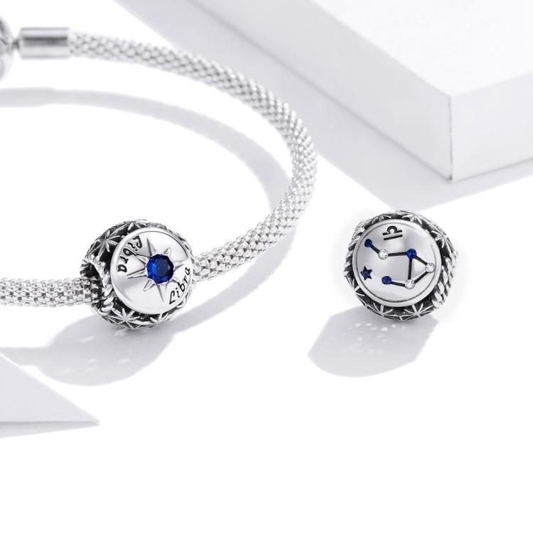 925 Sterling Silver Zodiac Zircon Bead Bracelet / Necklace Set Libra Style - Libra
