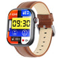 2.1 Inch Screen Smart Watch With Blood Sugar / Blood Oxygen Monitoring / Sos Alarm / 100+ Sports Modes - Black 3-Bead Steel - Black Brown Leather