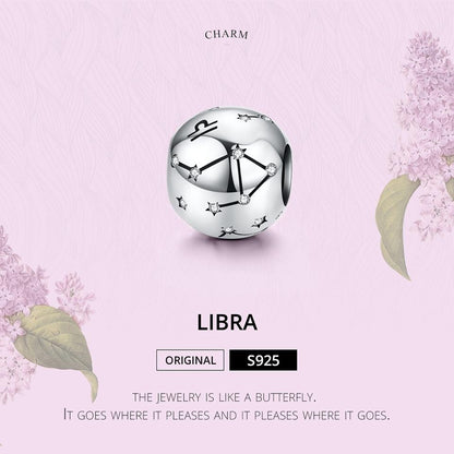 925 Sterling Silver Diy Zodiac Bracelet Beads Libra Style - Libra
