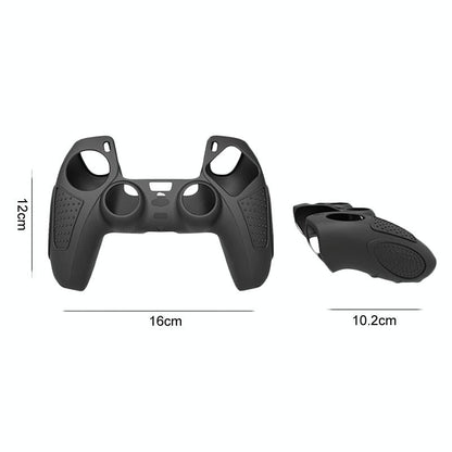 Black Silicone Protective Case for Ps5 Gamepad - Anti-skid Cover - White + 8 Hats