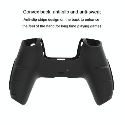 Black Silicone Protective Case for Ps5 Gamepad - Anti-skid Cover - White + 8 Hats
