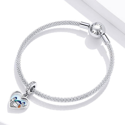 925 Sterling Silver Charming Scenery Heart Pendant For Diy Bracelet Or Necklace