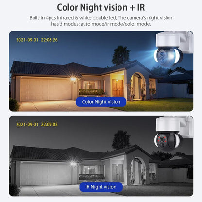 Solar Wifi Ptz Camera With Pir Detection - 2.4G - Battery Powered