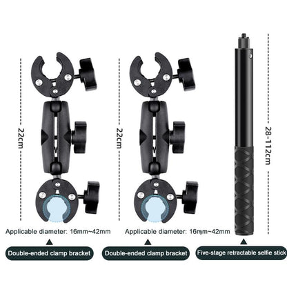 Selfie Stick with Handlebar Mount and Fixed Clamps