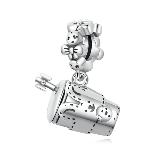 925 Sterling Silver Glass Pendant For Diy Bracelets & Necklaces