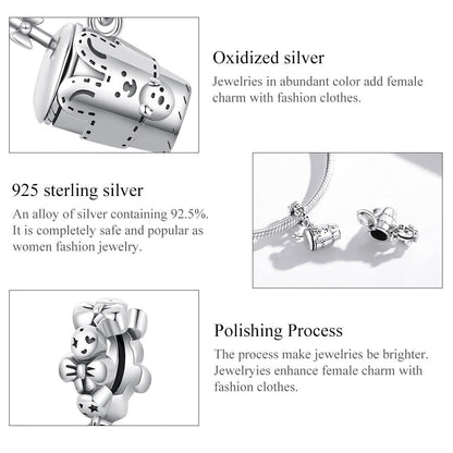 925 Sterling Silver Glass Pendant For Diy Bracelets & Necklaces