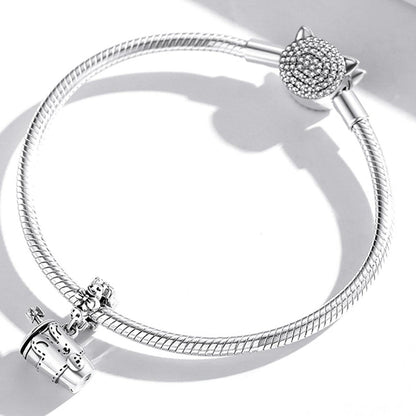 925 Sterling Silver Glass Pendant For Diy Bracelets & Necklaces