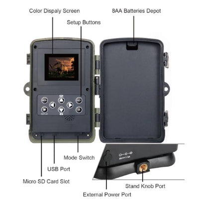 Waterproof Hunting Trail Camera With Night Vision - 8Mp 120 Degree Wide Angle 110 Degree Pir Sensor