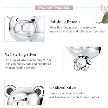 925 Sterling Silver Bear Bead Bracelet Accessories