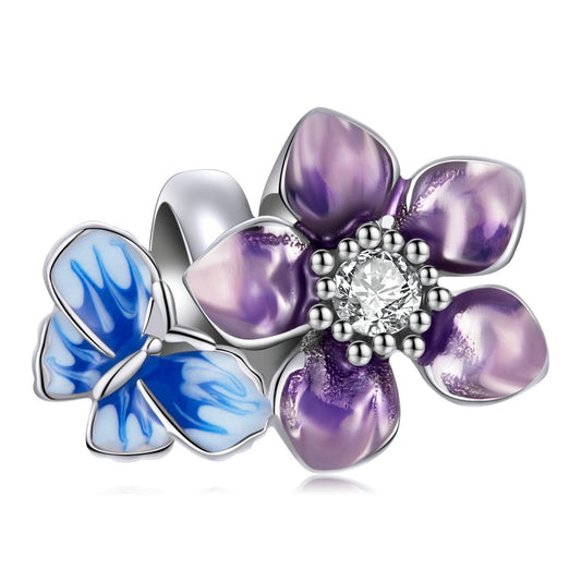925 Sterling Silver Butterfly Flower Beads For Diy Bracelets & Necklaces