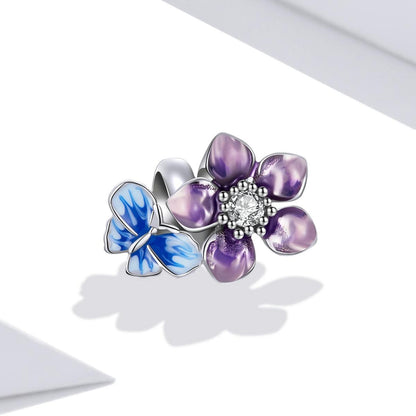 925 Sterling Silver Butterfly Flower Beads For Diy Bracelets & Necklaces