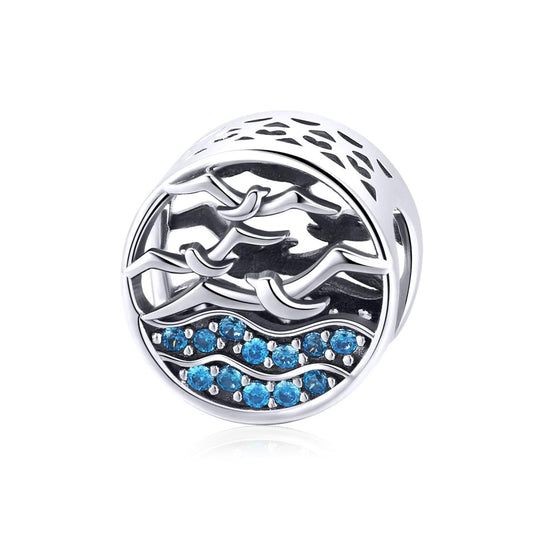 925 Sterling Silver Blue Seagull Beaded Bracelet Accessories