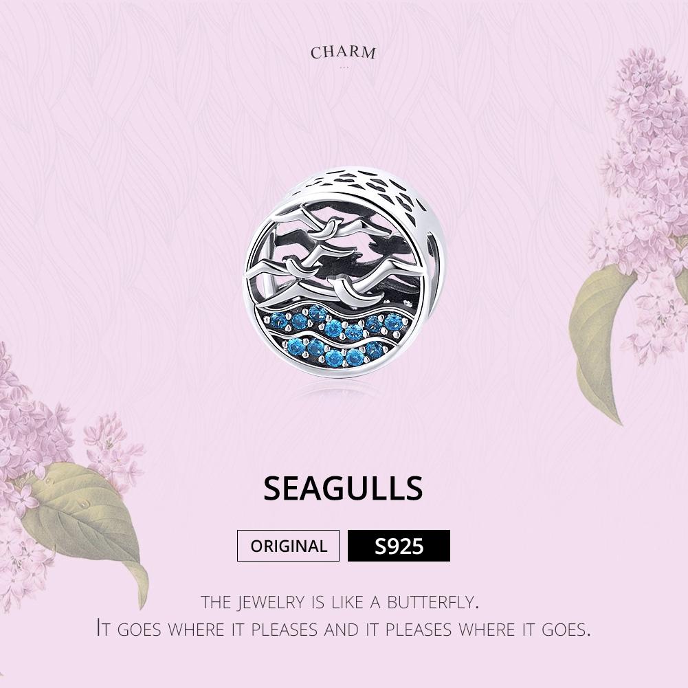 925 Sterling Silver Blue Seagull Beaded Bracelet Accessories