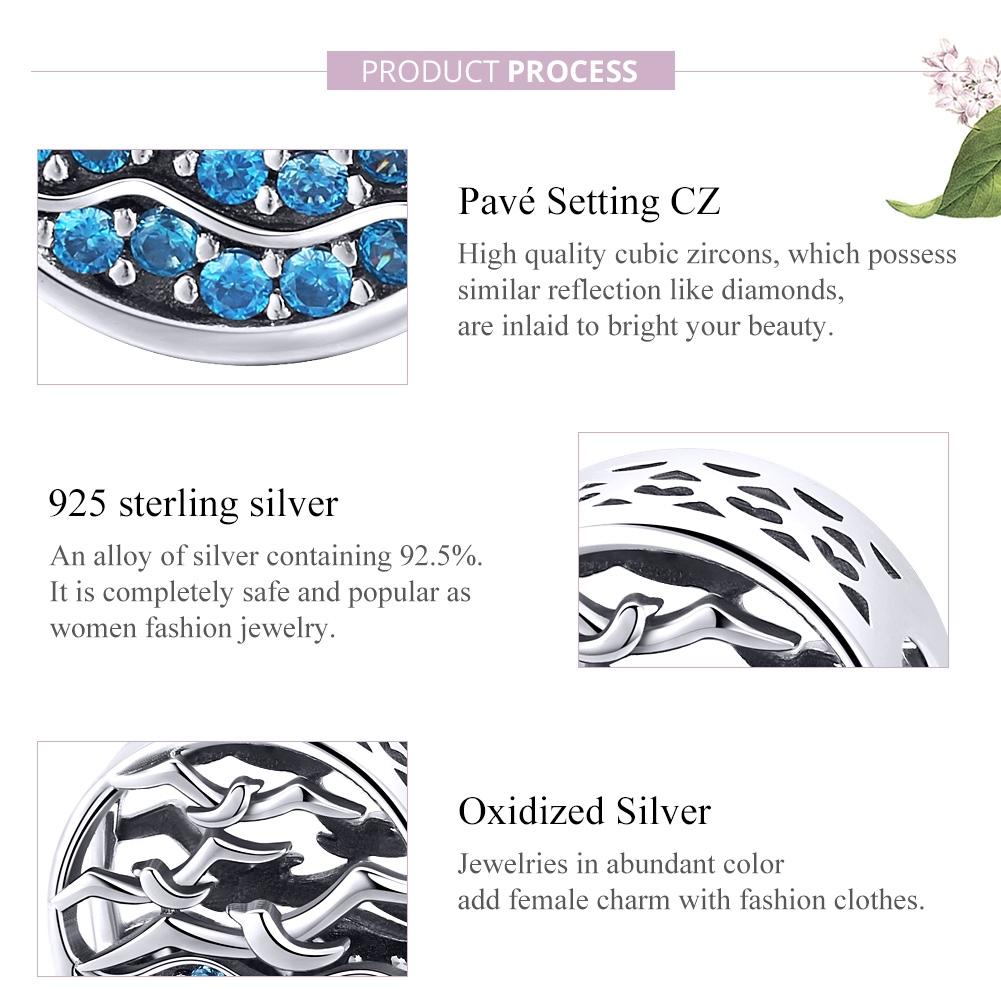 925 Sterling Silver Blue Seagull Beaded Bracelet Accessories