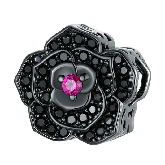 925 Sterling Silver Diy Black Rose Bead Bracelet