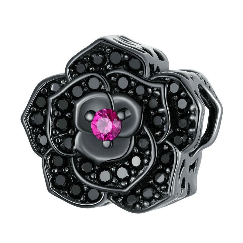 925 Sterling Silver Diy Black Rose Bead Bracelet