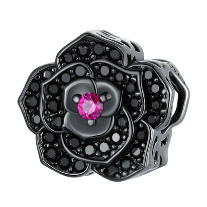 925 Sterling Silver Diy Black Rose Bead Bracelet