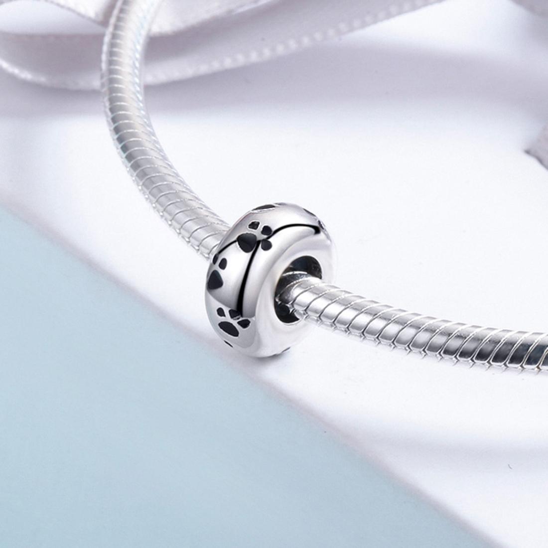 925 Sterling Silver Pet Imprint Diamond Bead Bracelet Accessory