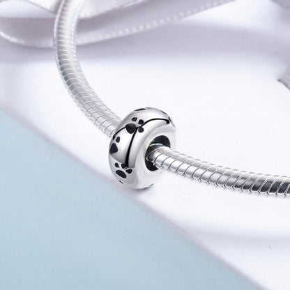 925 Sterling Silver Pet Imprint Diamond Bead Bracelet Accessory