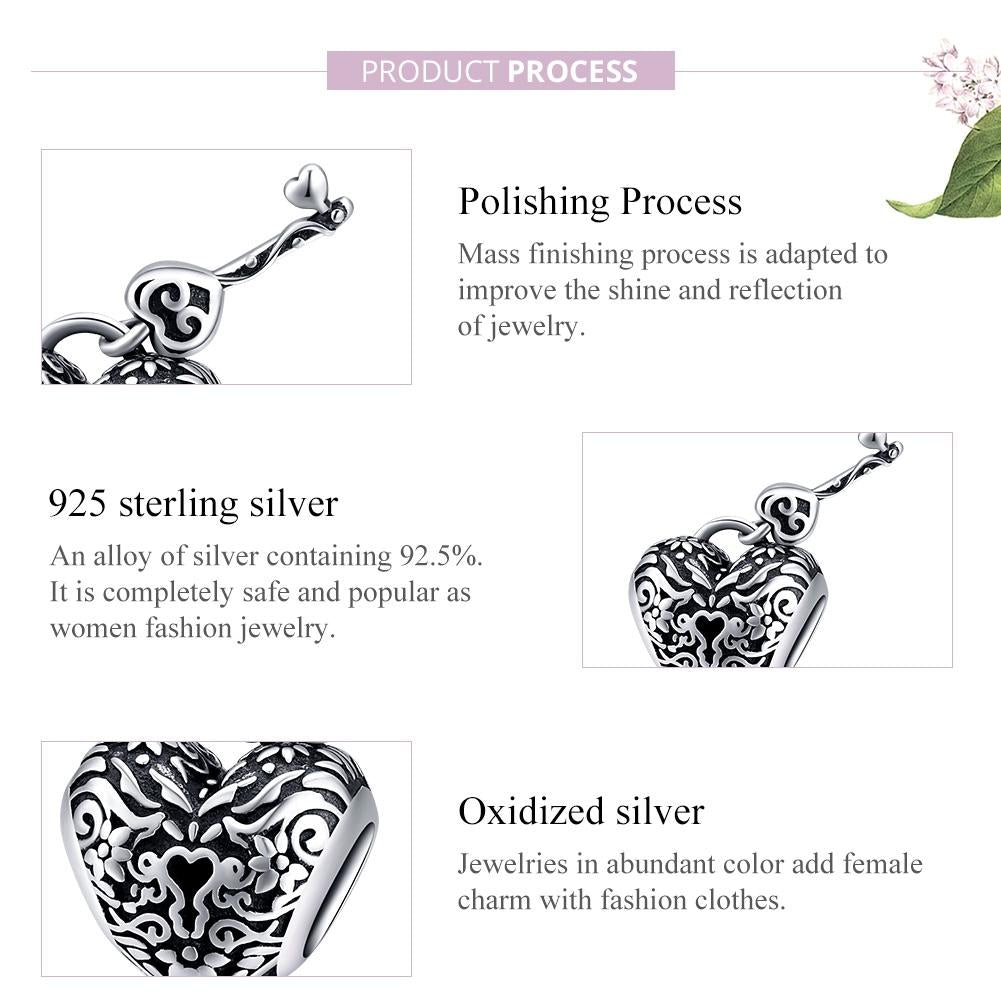 925 Sterling Silver Retro Heart Beaded Bracelet