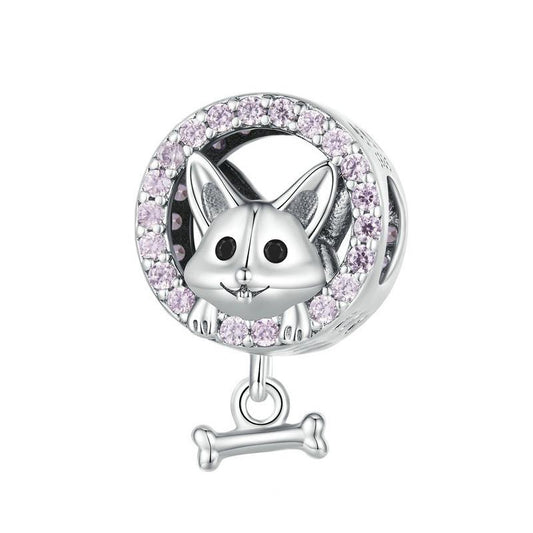 925 Sterling Silver Corgi Puppy Bracelet Beads