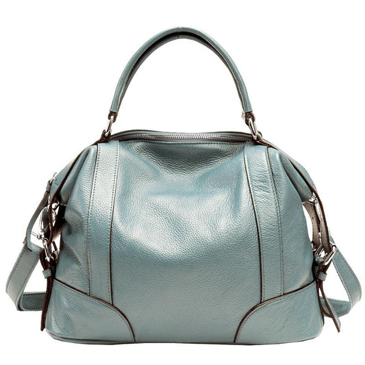 Lake Blue Leather Single Shoulder Messenger Bag For Women L