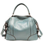 Lake Blue Leather Single Shoulder Messenger Bag For Women L