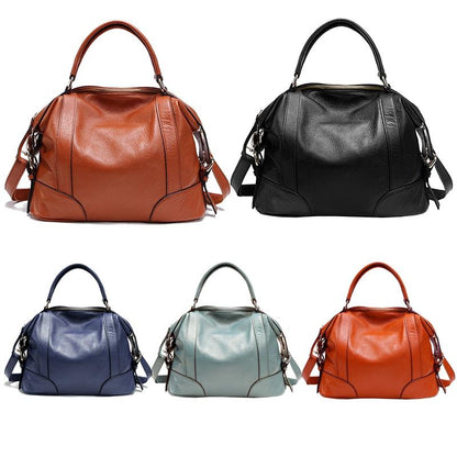 Lake Blue Leather Single Shoulder Messenger Bag For Women L