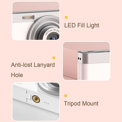 4k 8x Optical Zoom Telescopic Lens Digital Camera with Card Reader & 16g - White