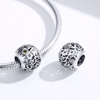 925 Sterling Silver Diy Birthstone Bracelet & Necklace Set August Style - August