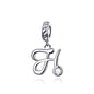 925 Sterling Silver Letter Pendant For Diy Bracelet Or Necklace Style - H