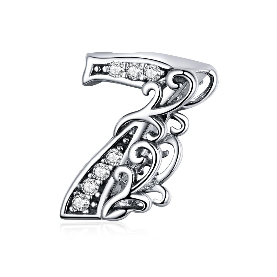 925 Sterling Silver Relief Number Series 0 9 Beads For Diy Bracelets And Necklaces Style - 7