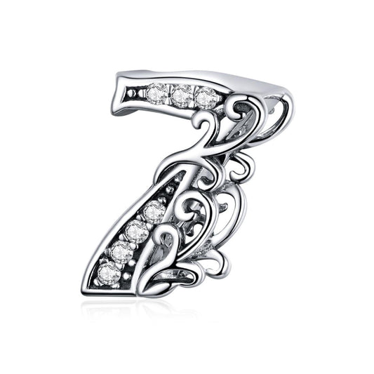 925 Sterling Silver Relief Number Series 0 9 Beads For Diy Bracelets And Necklaces Style - 7