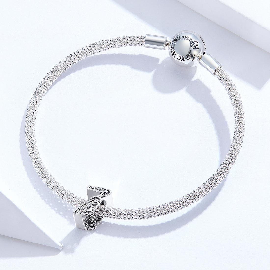 925 Sterling Silver Relief Number Series 0 9 Beads For Diy Bracelets And Necklaces Style - 7