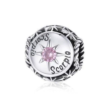 925 Sterling Silver Zodiac Zircon Bead Bracelet / Necklace Set Scorpio Style - Scorpio