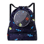 Blue Waterproof Drawstring Beach Bag L Size For Kids Wet & Dry Separation Shoulder Strap - Tibetan L