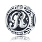 925 Sterling Silver 26 English Letter Beads For Diy Bracelets & Necklaces Style - R