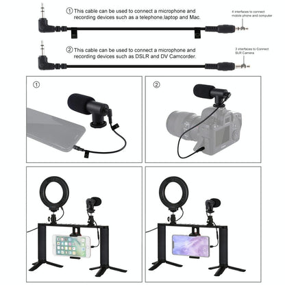 4-In-1 Vlogging Kit With 4.7 Ring Light Mic Tripod & Stabilizer