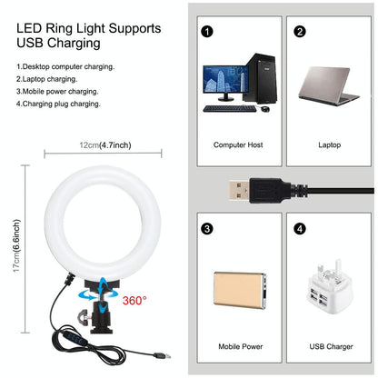 4-In-1 Vlogging Kit With 4.7 Ring Light Mic Tripod & Stabilizer